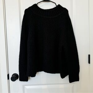 Farm Rio Black Cowl Neck Ribbed Fuzzy Sweater